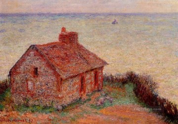  House Oil Painting - Customs House Rose Effect Claude Monet